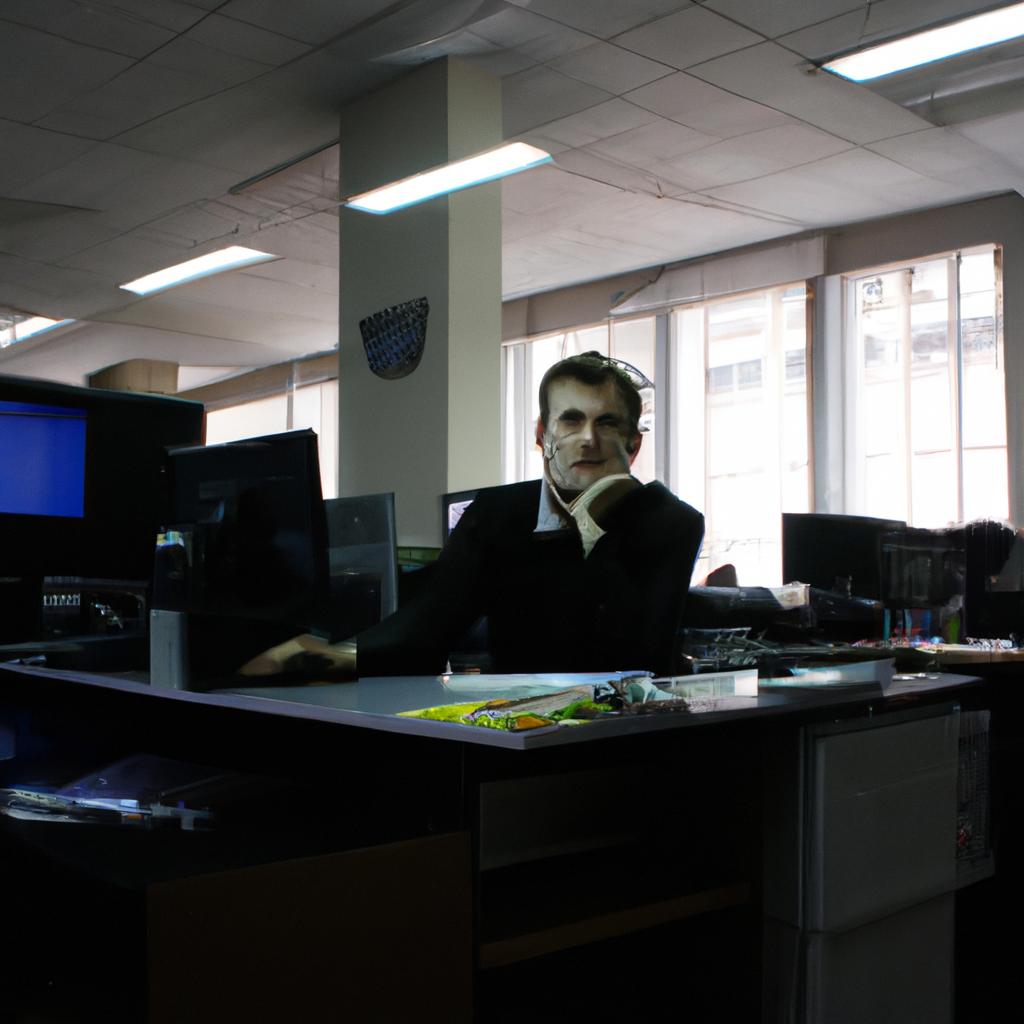Professional working in business center