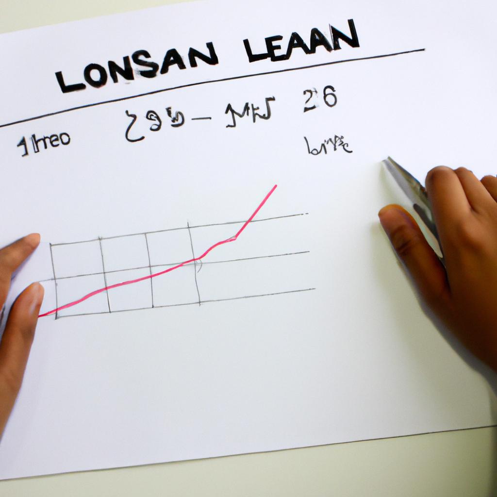 Person comparing loan rates graph