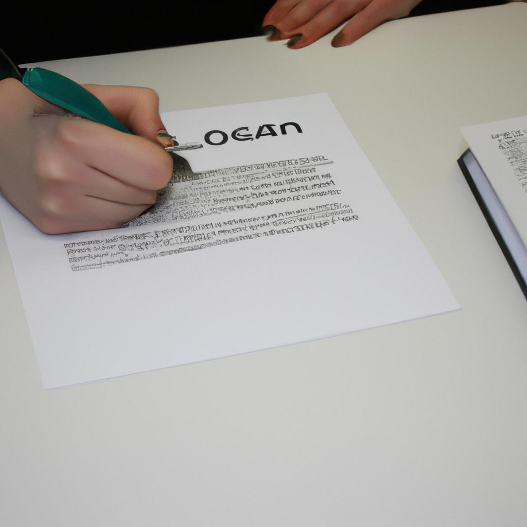 Person signing loan agreement paperwork